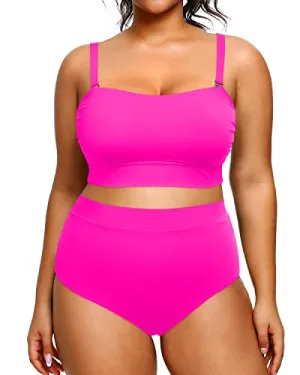 Plus Size Two Piece Swimsuits Straps Closure Bathing Suits for Women