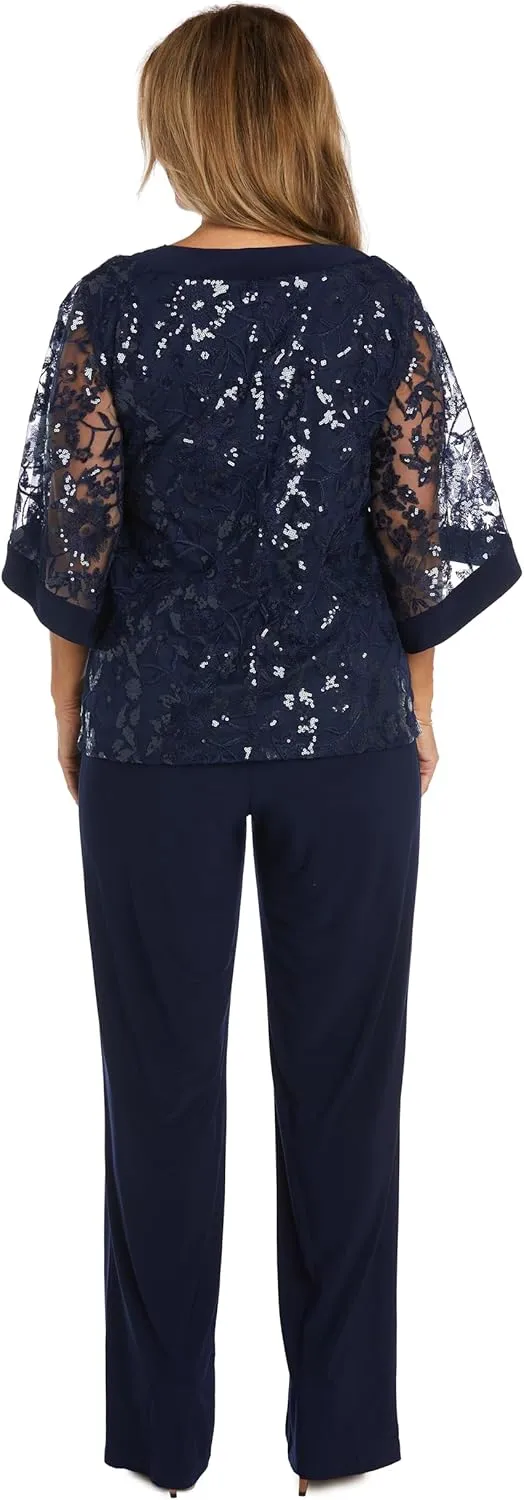 R&M Richards Womens Sequined 2PC Pant Outfit