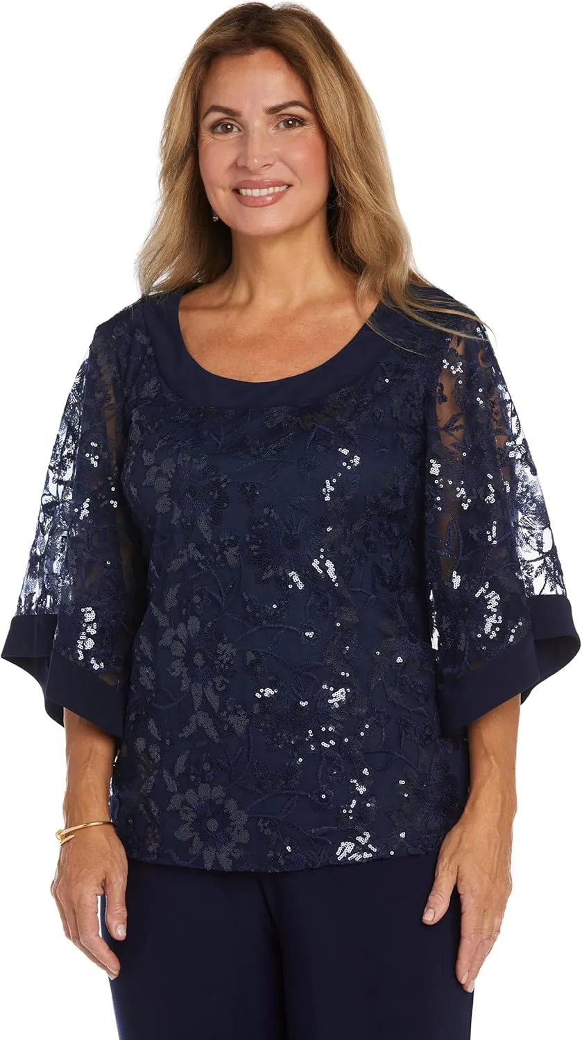 R&M Richards Womens Sequined 2PC Pant Outfit