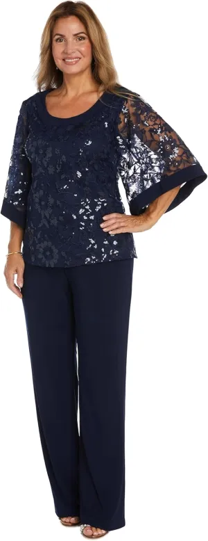 R&M Richards Womens Sequined 2PC Pant Outfit