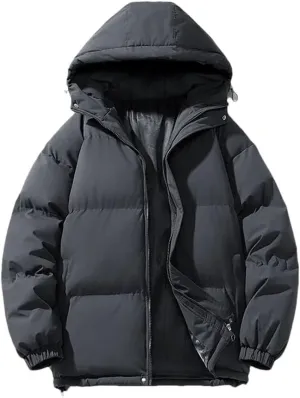 REHJJDFD Men Cotton-Padded Coats Men Puffer Jackets Outdoor Hooded Coat Casual Parkas Thick Warm Coat Men Jacket