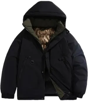 REHJJDFD Men Jacket Cotton Padded Parkas Thicken Warm Coat Stand Collar Solid Color Casual Parka Women Long Sleeves Jackets