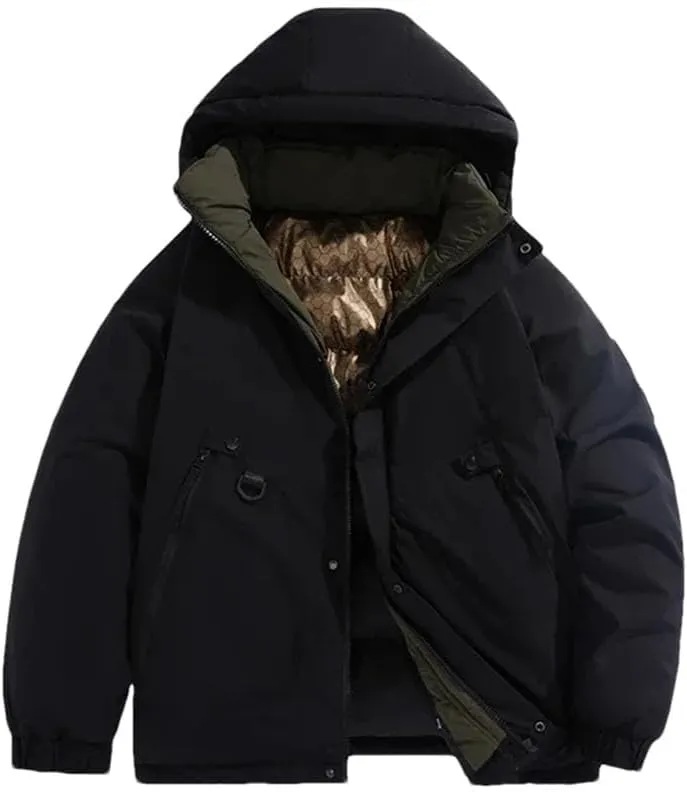 REHJJDFD Men Jacket Cotton Padded Parkas Thicken Warm Coat Stand Collar Solid Color Casual Parka Women Long Sleeves Jackets