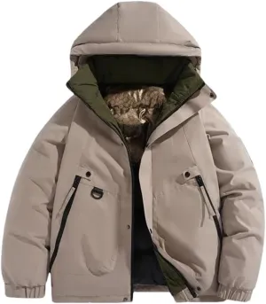 REHJJDFD Men Jacket Cotton Padded Parkas Thicken Warm Coat Stand Collar Solid Color Casual Parka Women Long Sleeves Jackets