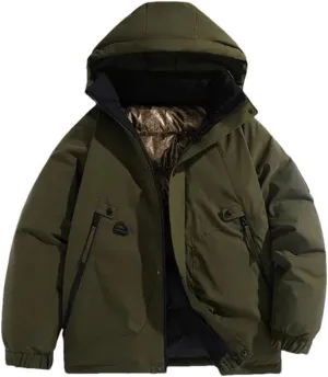 REHJJDFD Men Jacket Cotton Padded Parkas Thicken Warm Coat Stand Collar Solid Color Casual Parka Women Long Sleeves Jackets