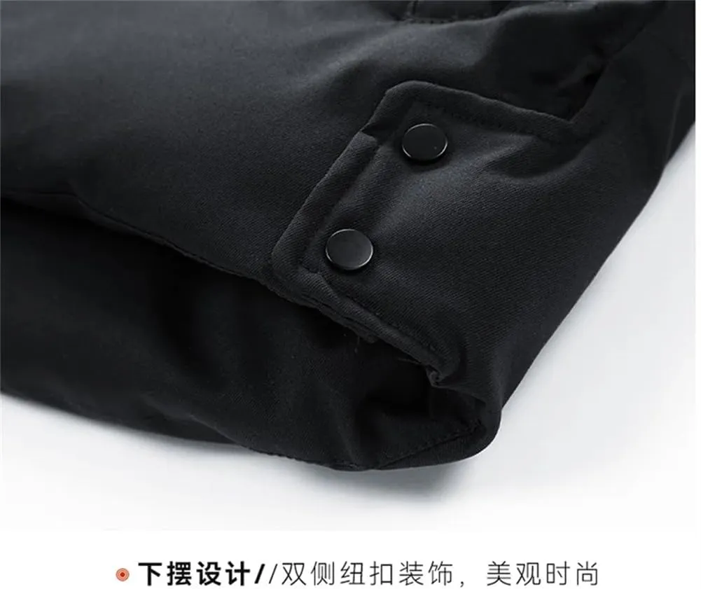 REHJJDFD Men's Down Jacket Solid Color Detachable Hat Outdoor Camping Thickening Jacket Men's Cotton-Padded Coat