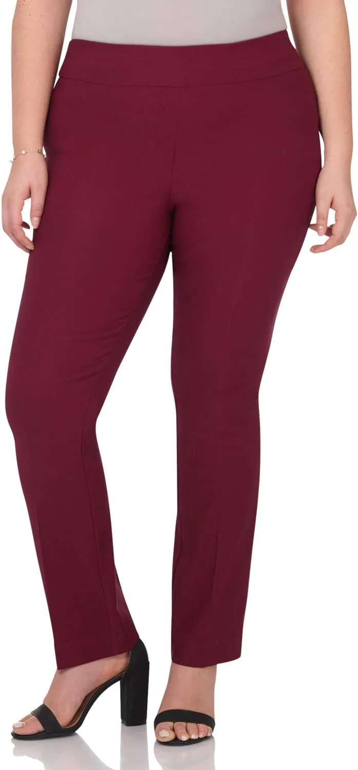 Rekucci Curvy Woman Plus Size Modern Straight Leg Pant w/Tummy Control
