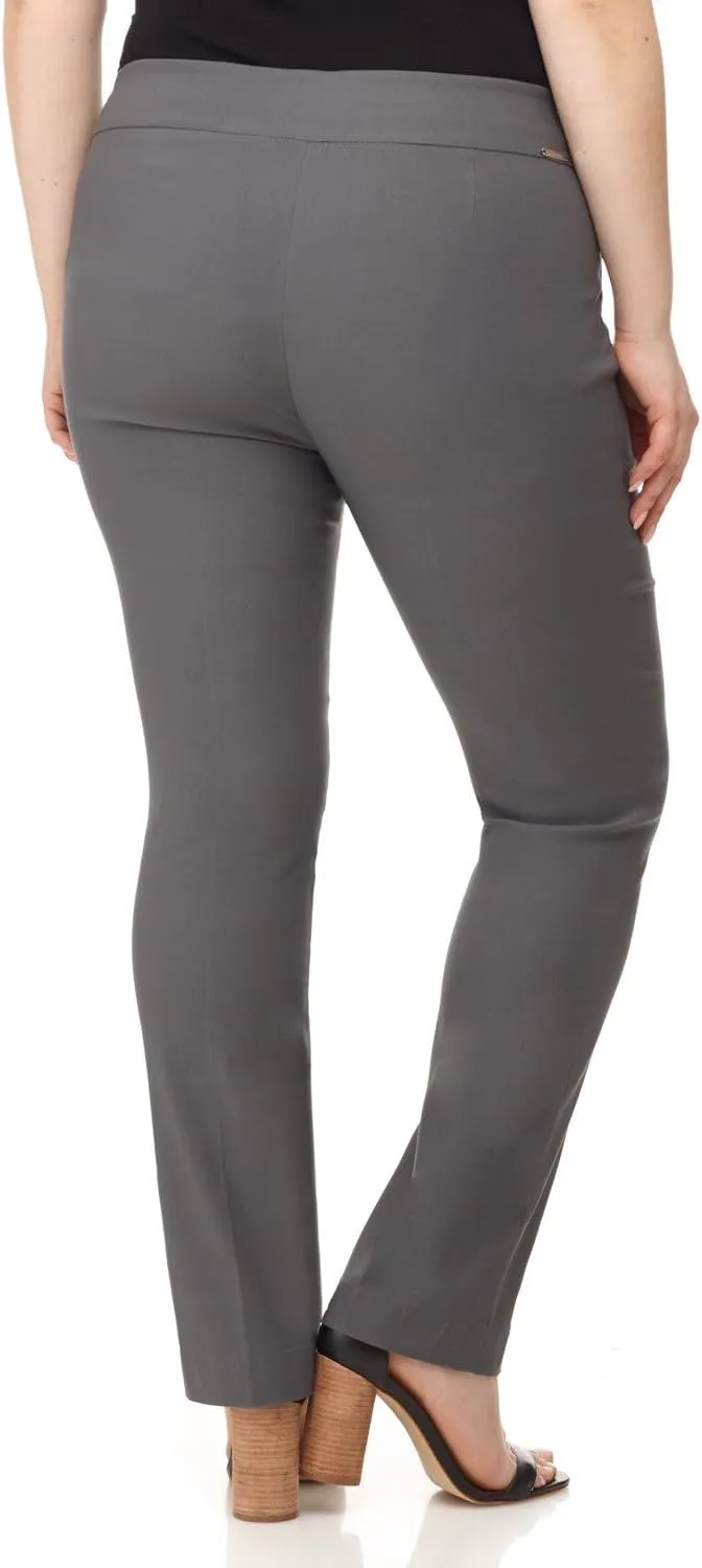 Rekucci Curvy Woman Plus Size Modern Straight Leg Pant w/Tummy Control