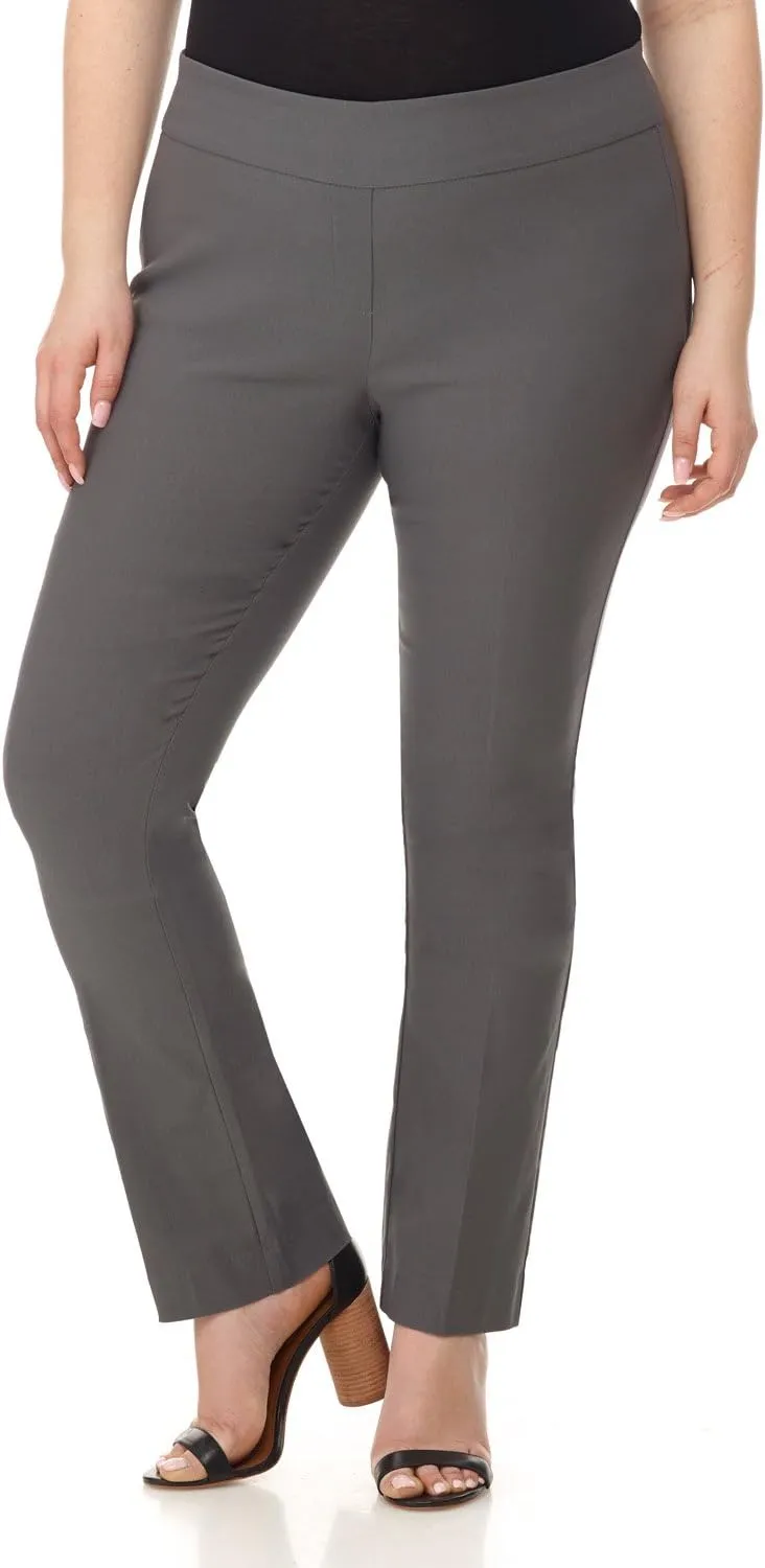 Rekucci Curvy Woman Plus Size Modern Straight Leg Pant w/Tummy Control