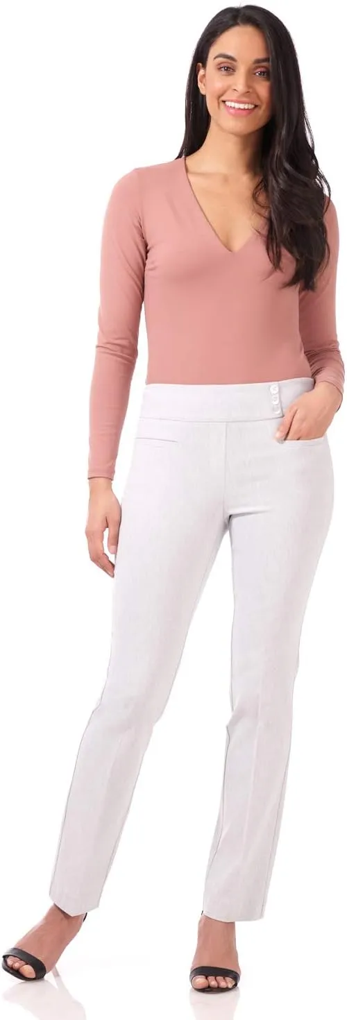 Rekucci Women's Ease Into Comfort Pull-On Straight Pant with Pockets