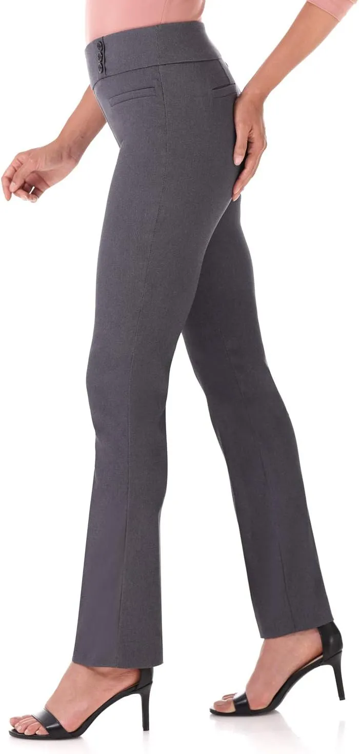 Rekucci Women's Ease Into Comfort Pull-On Straight Pant with Pockets