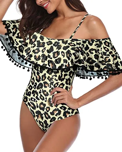 Retro Padded Soft Bra One Piece Swimsuit For Women-Leopard