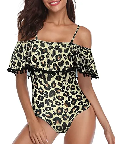 Retro Padded Soft Bra One Piece Swimsuit For Women-Leopard