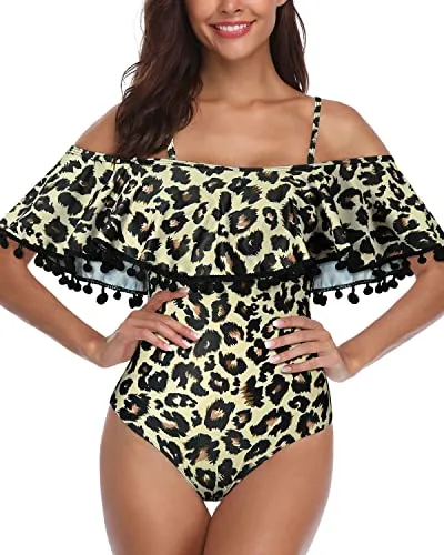 Retro Padded Soft Bra One Piece Swimsuit For Women-Leopard