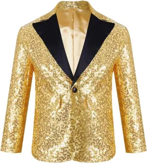 SAROULU Boys Suits Sequin Tuxedo Suit Jacket for Kids Toddler Boy Formal Wedding Outfit Blazer for Boy