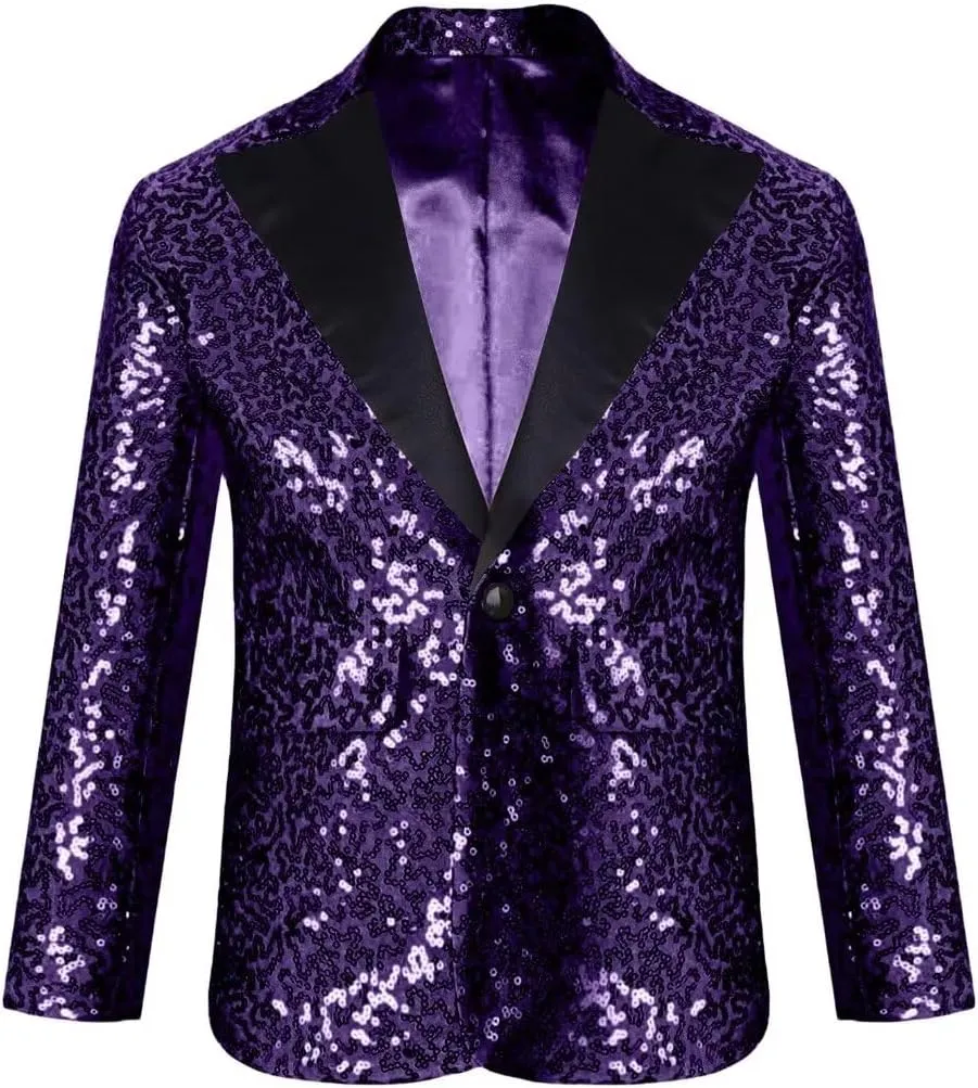 SAROULU Boys Suits Sequin Tuxedo Suit Jacket for Kids Toddler Boy Formal Wedding Outfit Blazer for Boy