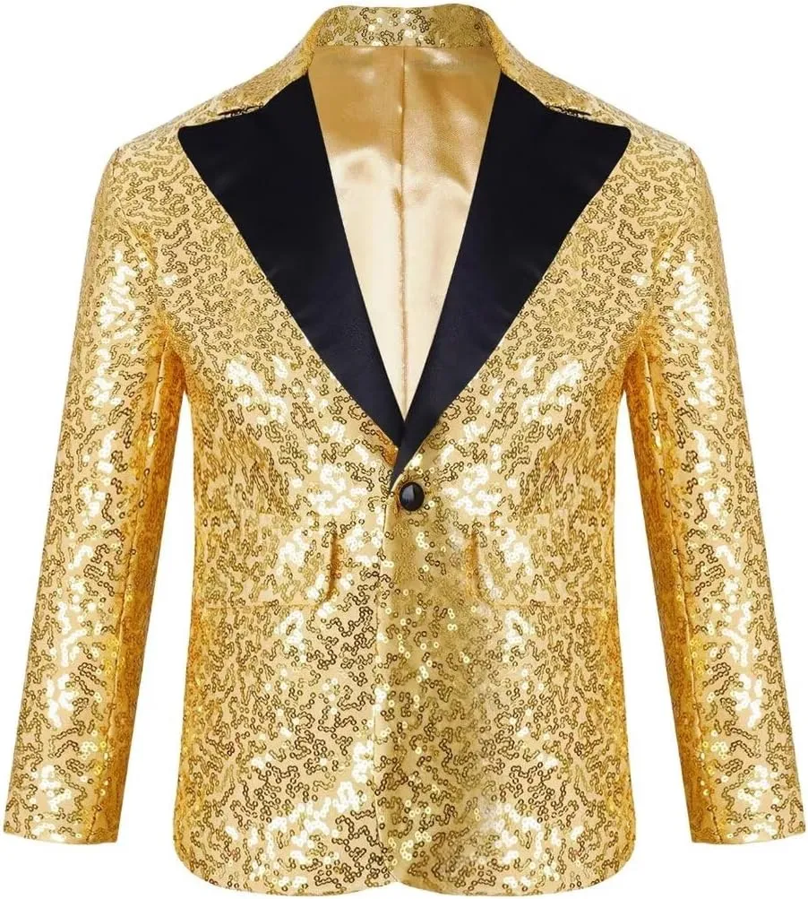 SAROULU Boys Suits Sequin Tuxedo Suit Jacket for Kids Toddler Boy Formal Wedding Outfit Blazer for Boy