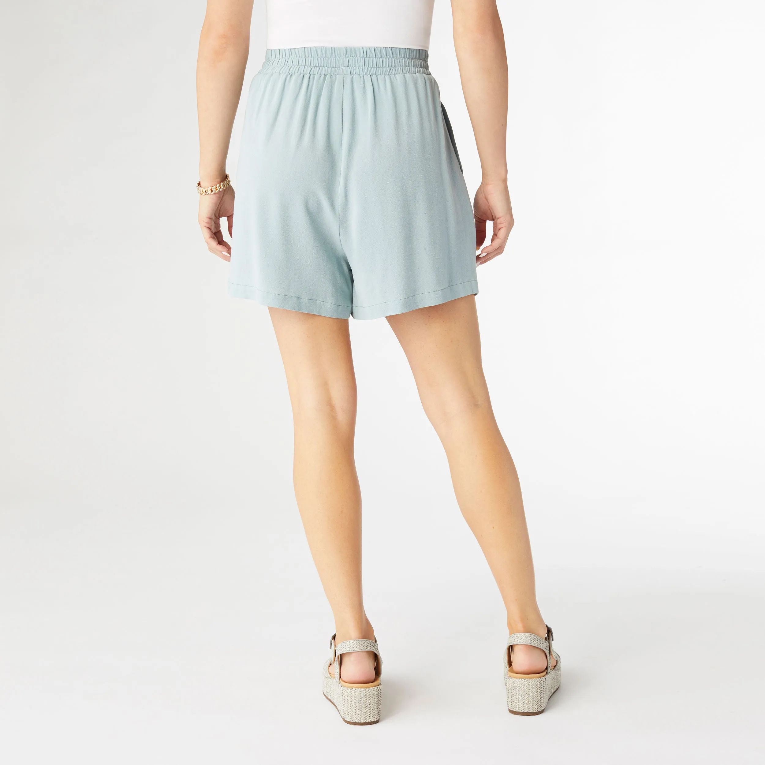 Sirine Soft Pull-On Shorts with Side Pockets - Mint Green