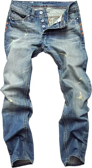 Slim Fit Stretch Skinny Jeans for Men Fashion Button Trousers Straight Leg Comfort Denim Pants