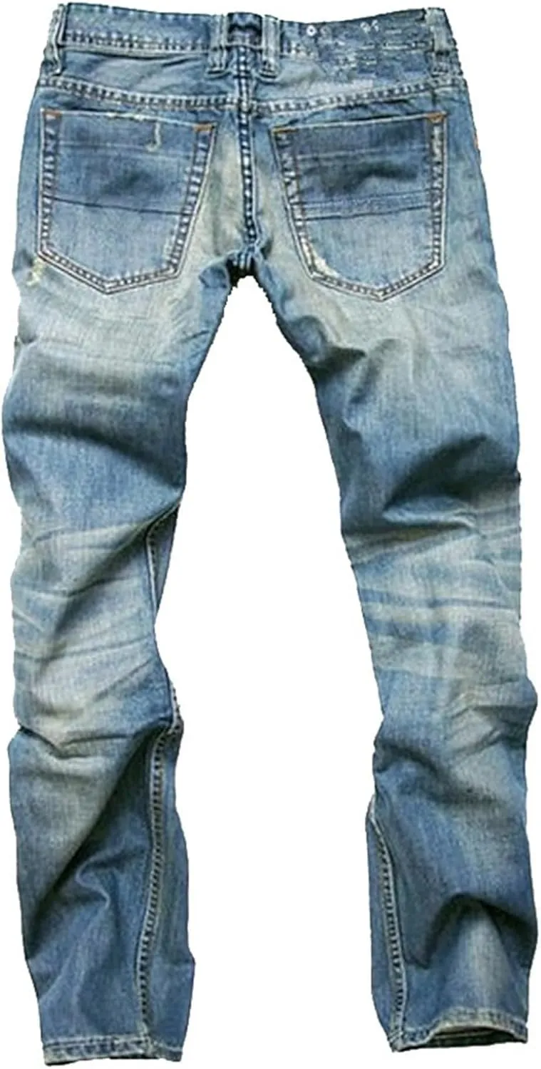 Slim Fit Stretch Skinny Jeans for Men Fashion Button Trousers Straight Leg Comfort Denim Pants