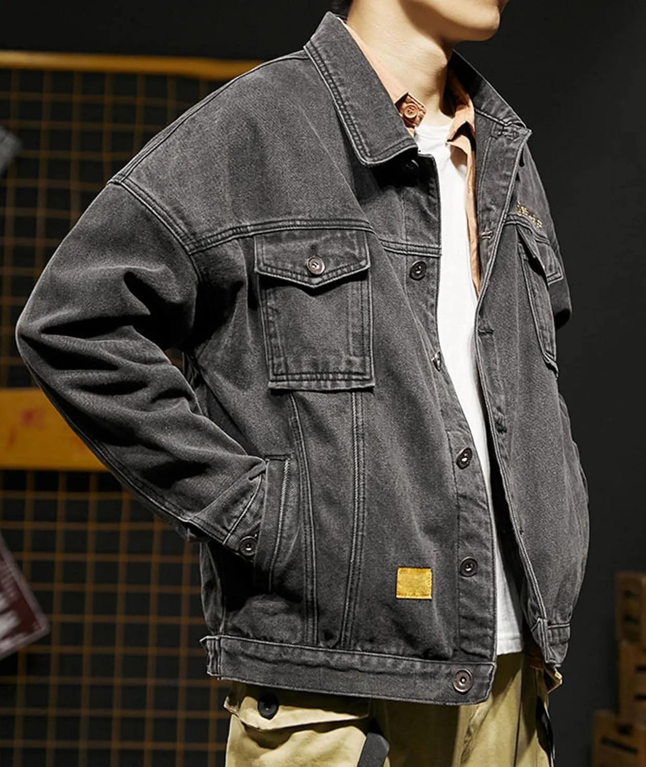 SOMTHRON Men's Denim Jacket Casual Slim Fit Jean Jackets Classic Long Sleeve Button Down Trucker Jean Coat