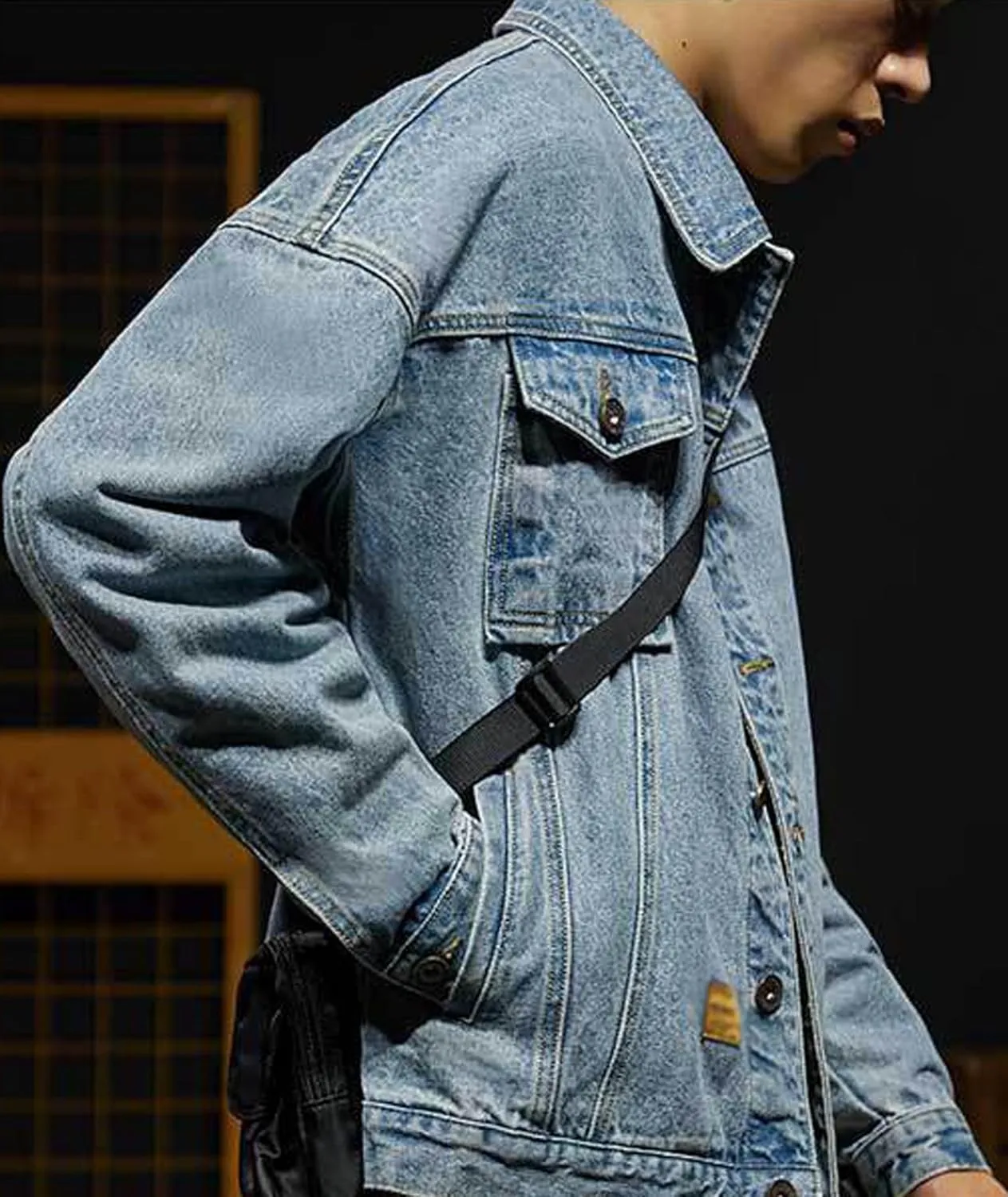 SOMTHRON Men's Denim Jacket Casual Slim Fit Jean Jackets Classic Long Sleeve Button Down Trucker Jean Coat