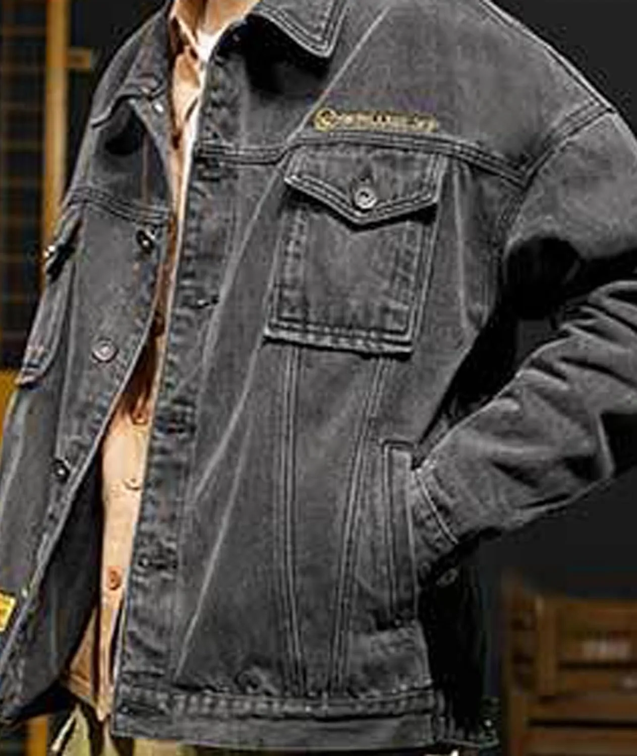SOMTHRON Men's Denim Jacket Casual Slim Fit Jean Jackets Classic Long Sleeve Button Down Trucker Jean Coat
