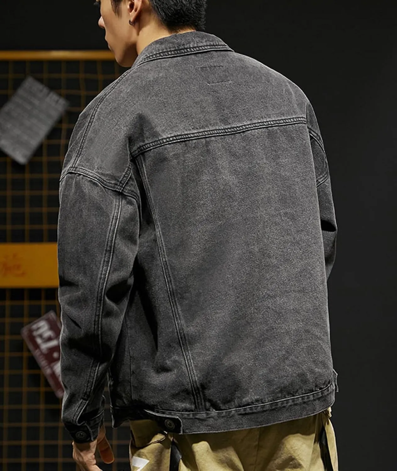 SOMTHRON Men's Denim Jacket Casual Slim Fit Jean Jackets Classic Long Sleeve Button Down Trucker Jean Coat