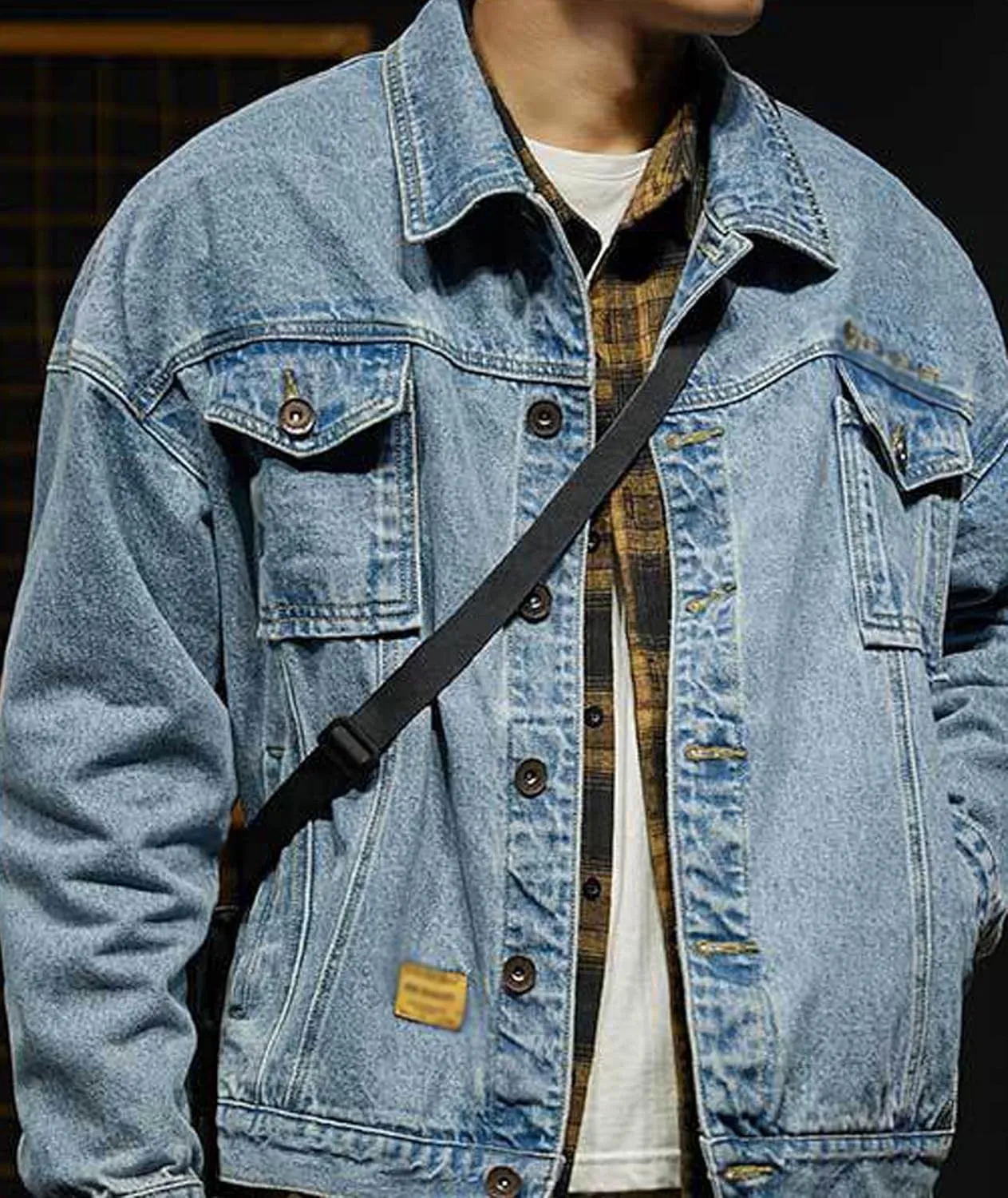 SOMTHRON Men's Denim Jacket Casual Slim Fit Jean Jackets Classic Long Sleeve Button Down Trucker Jean Coat