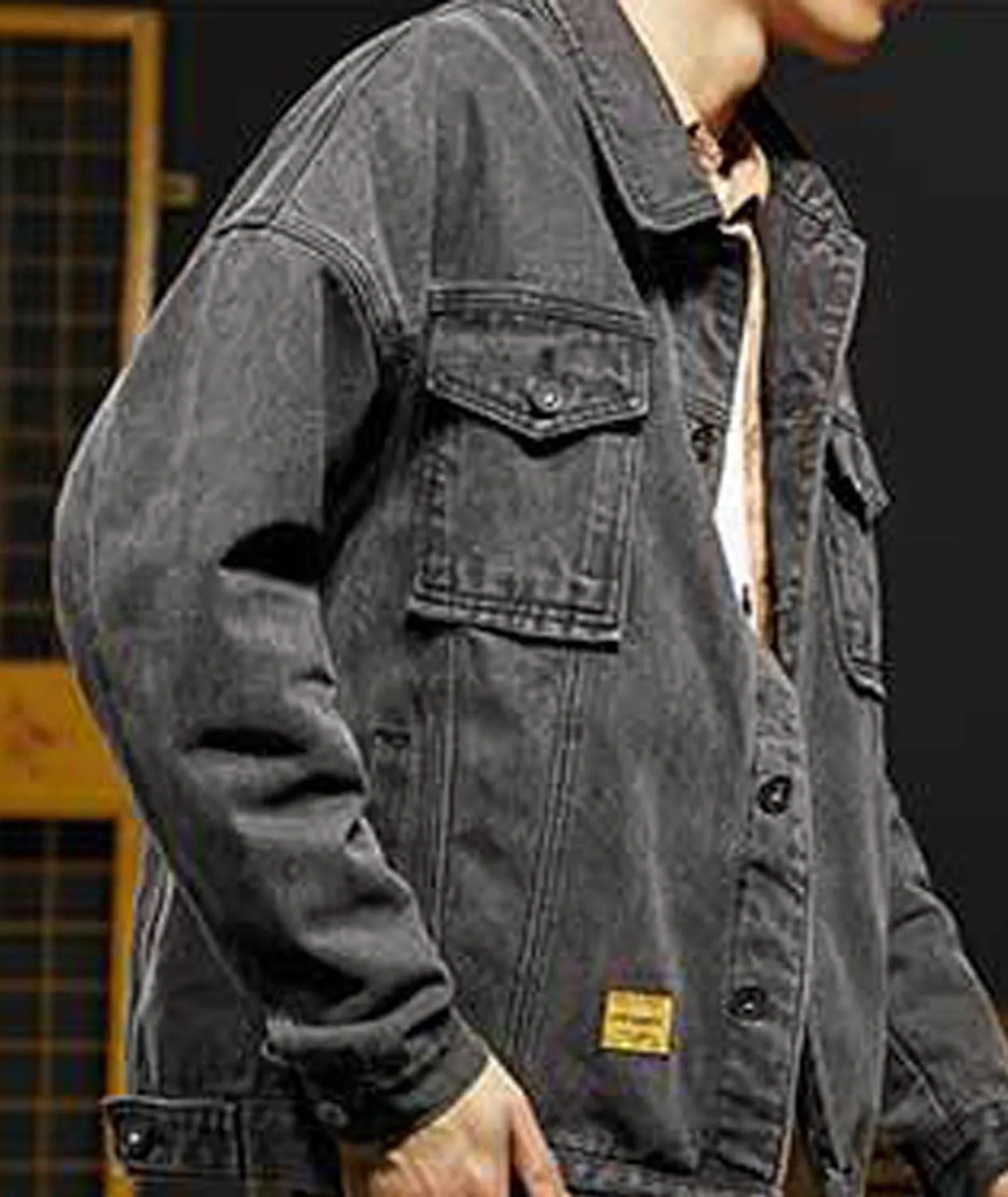 SOMTHRON Men's Denim Jacket Casual Slim Fit Jean Jackets Classic Long Sleeve Button Down Trucker Jean Coat