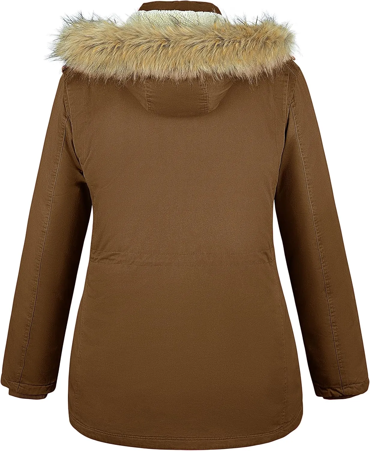 Soularge Women's Winter Plus Size Sherpa Lined Coats with Detachable Hood
