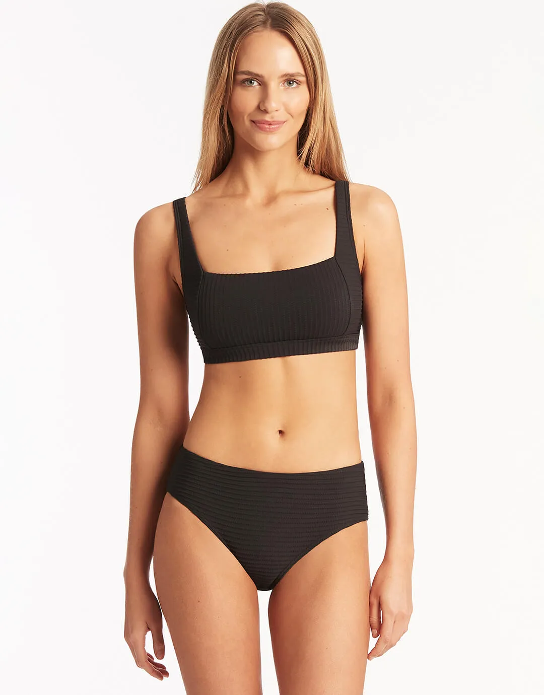Spinnaker Square Neck Bikini Top - Black