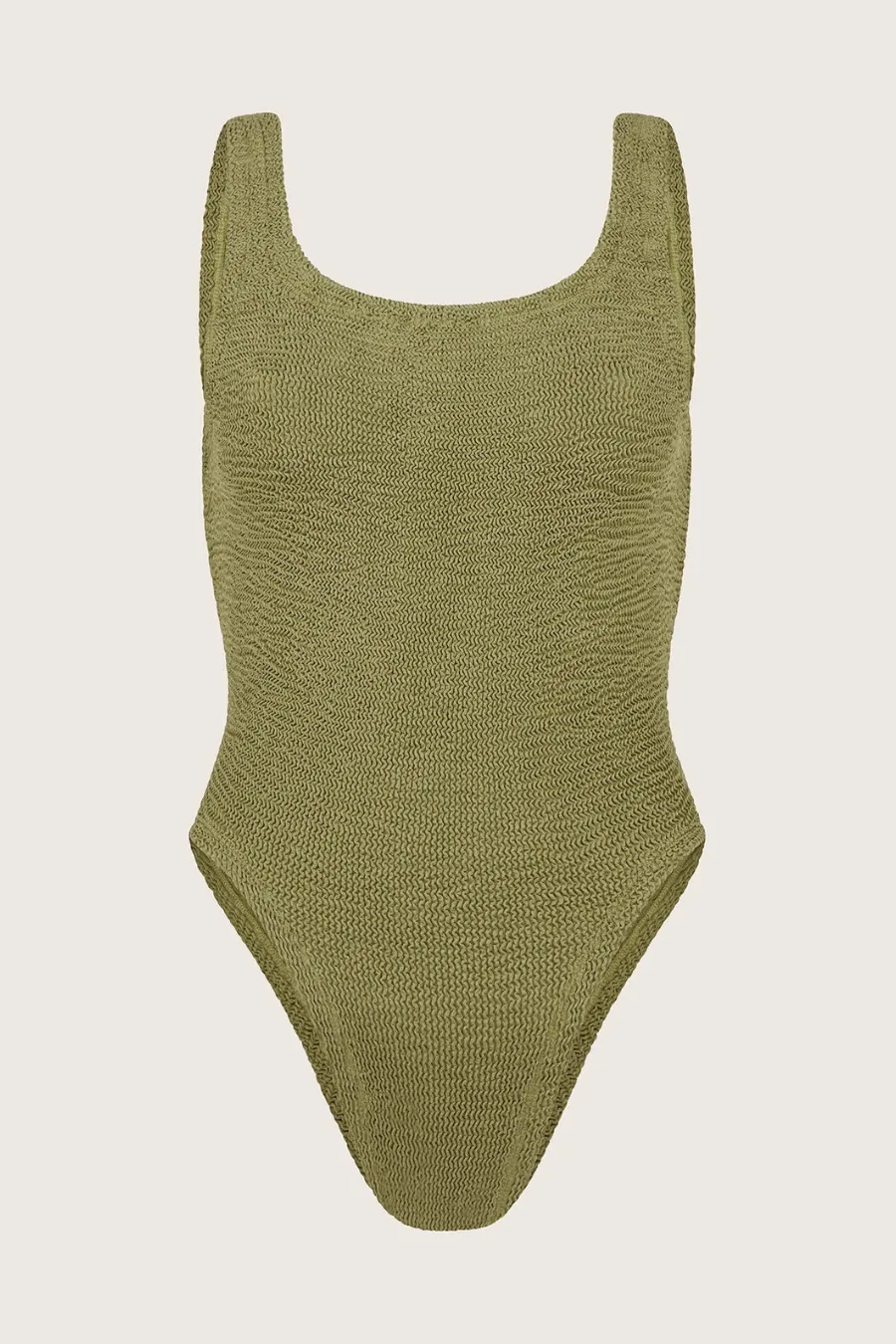 Square Neck Swim Metallic Moss