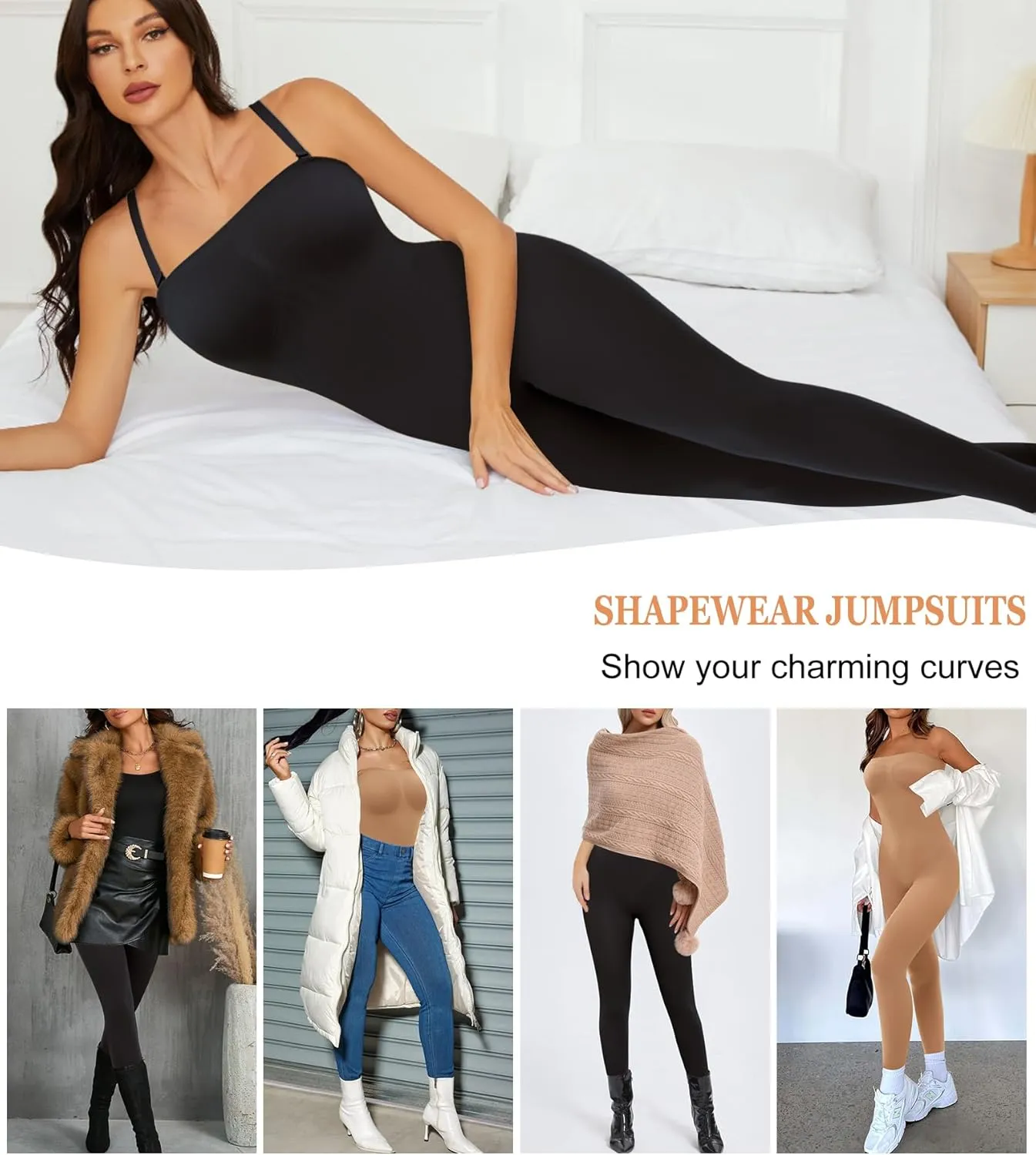 Strapless Shapewear Jumpsuit for Women Tummy Control, Seamless Full Body Shaper Bodysuit Under Dress