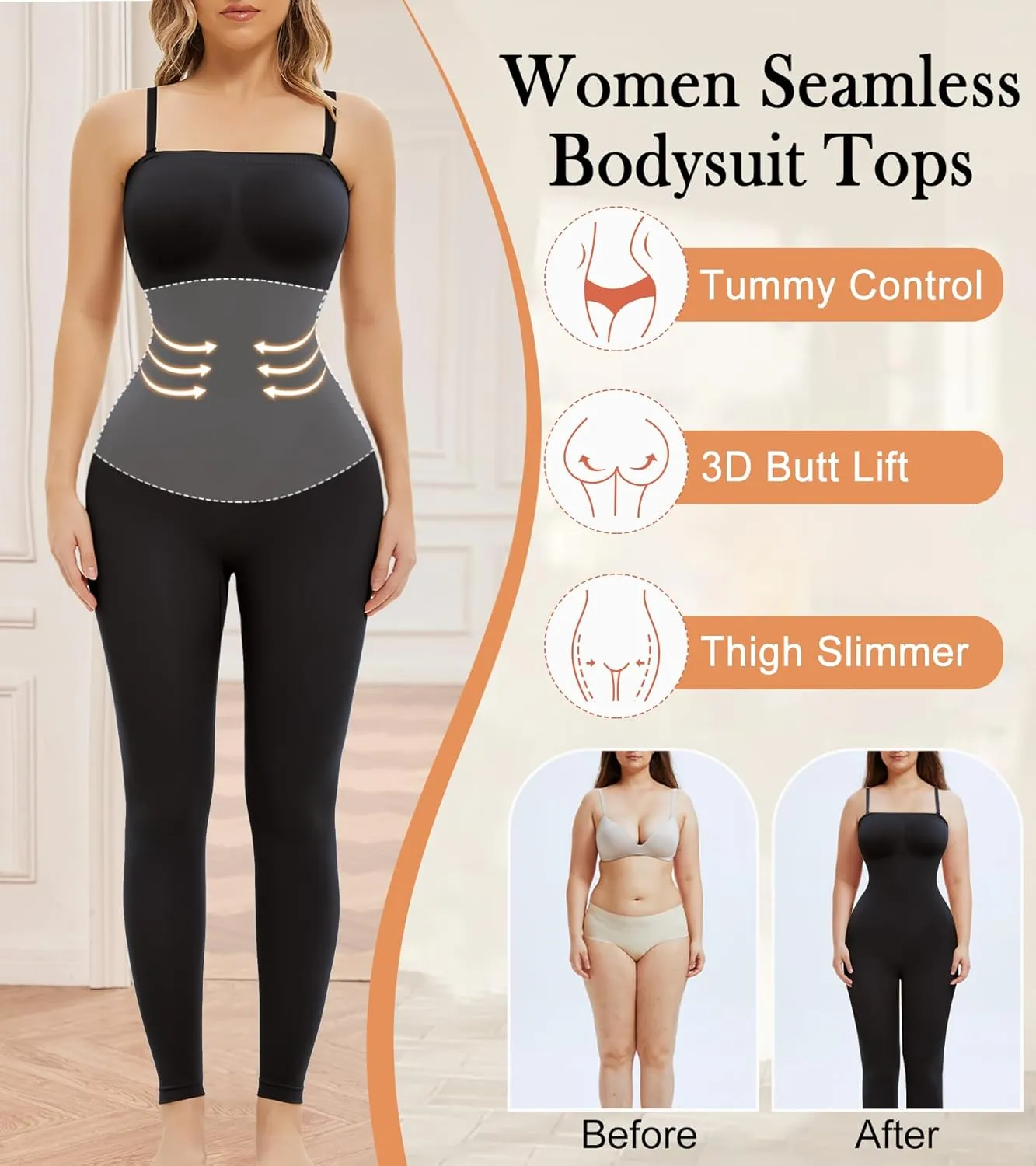 Strapless Shapewear Jumpsuit for Women Tummy Control, Seamless Full Body Shaper Bodysuit Under Dress