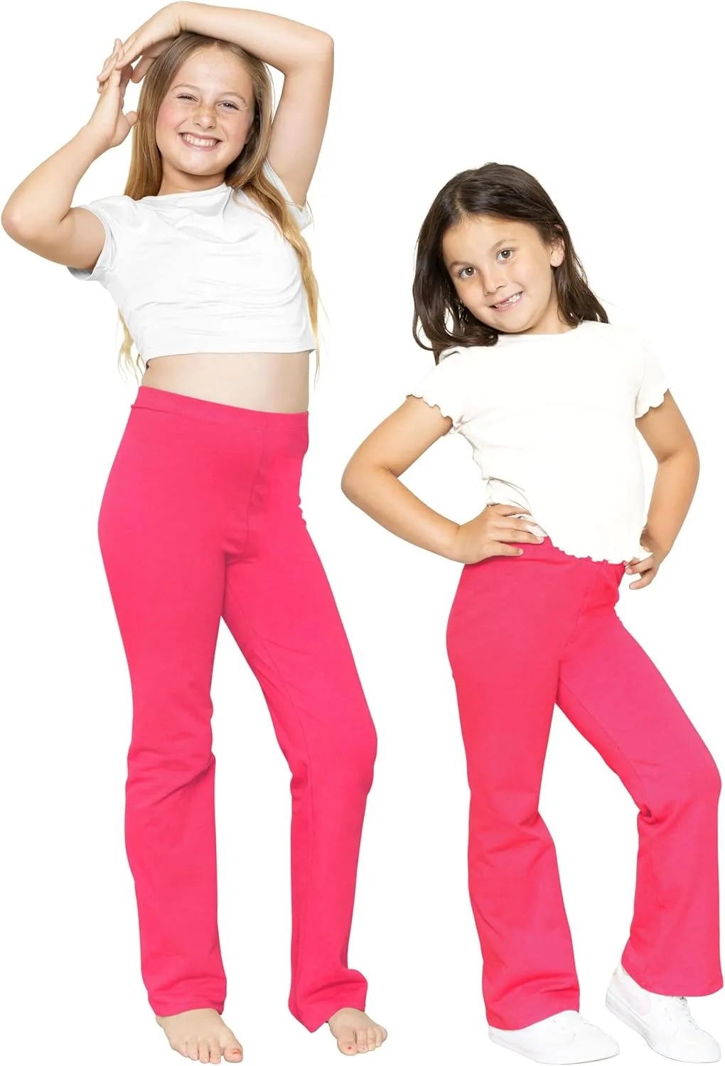 STRETCH IS COMFORT Girls' Cotton High Rise Everyday Straight Leg Yoga Pants  Youth Sizes for Little to Big Kids