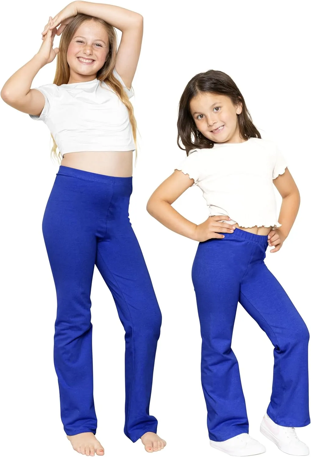 STRETCH IS COMFORT Girls' Cotton High Rise Everyday Straight Leg Yoga Pants  Youth Sizes for Little to Big Kids