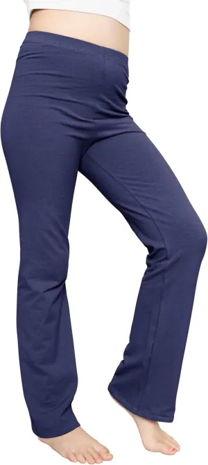 STRETCH IS COMFORT Girls' Cotton High Rise Everyday Straight Leg Yoga Pants  Youth Sizes for Little to Big Kids