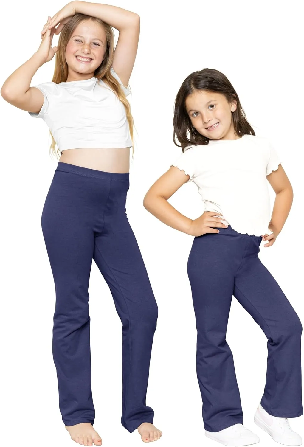 STRETCH IS COMFORT Girls' Cotton High Rise Everyday Straight Leg Yoga Pants  Youth Sizes for Little to Big Kids
