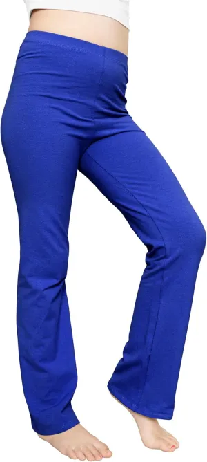 STRETCH IS COMFORT Girls' Cotton High Rise Everyday Straight Leg Yoga Pants  Youth Sizes for Little to Big Kids