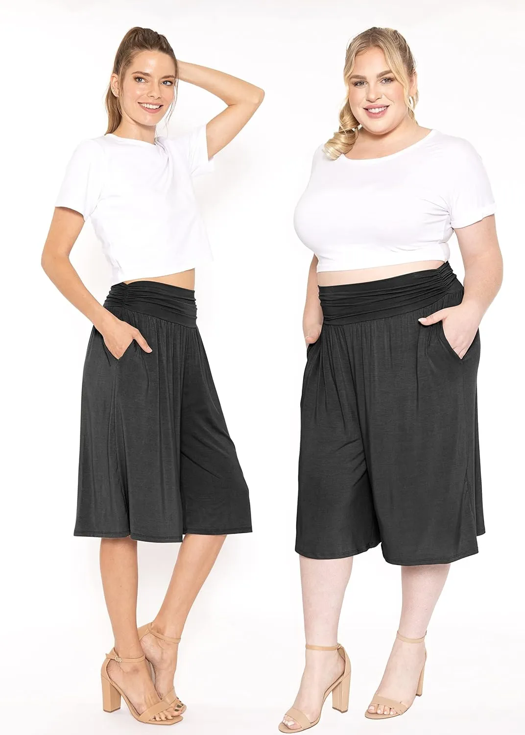 STRETCH IS COMFORT Women's Straight Leg and Flowy Gaucho Pants with Pockets | Small-5X