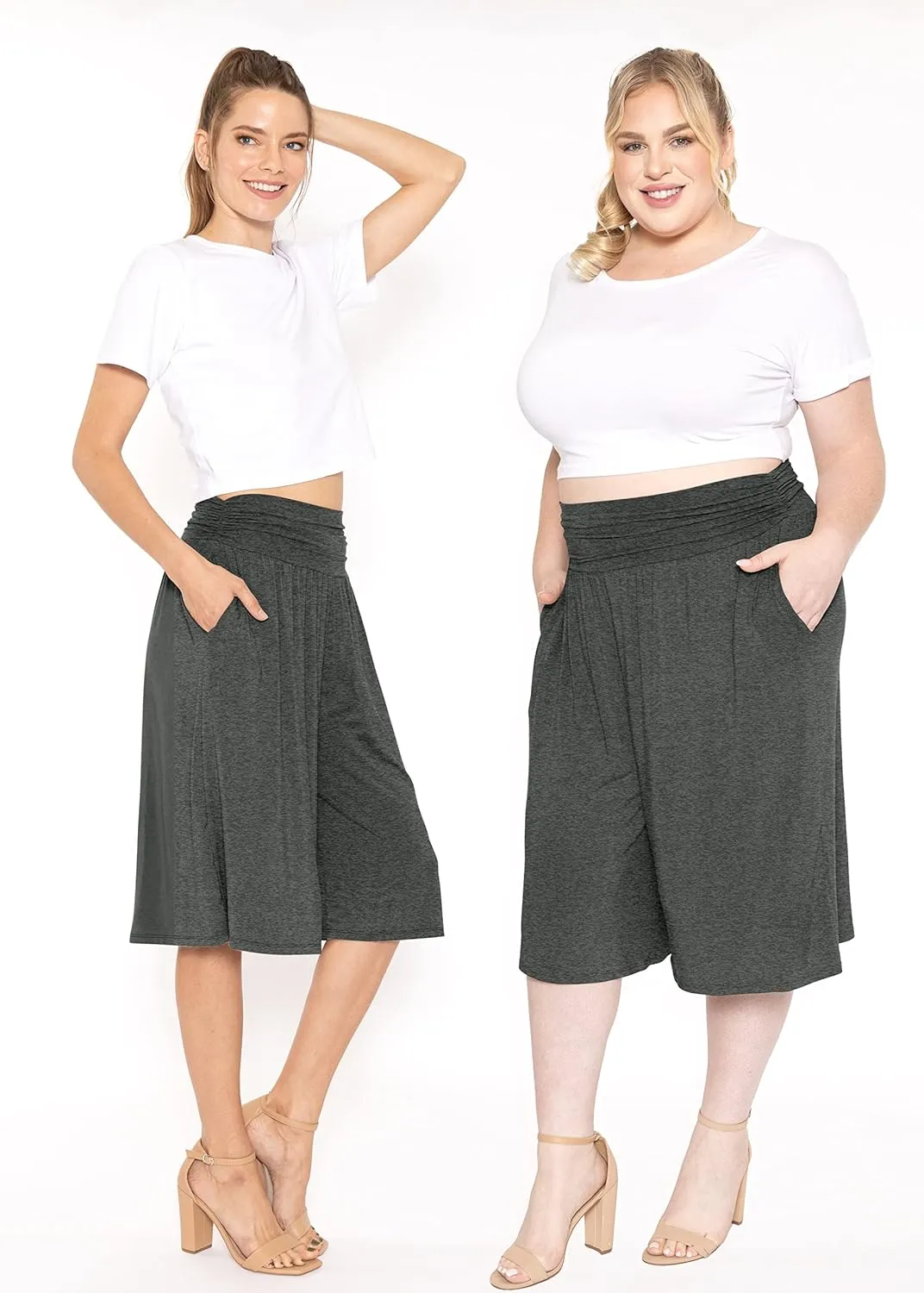 STRETCH IS COMFORT Women's Straight Leg and Flowy Gaucho Pants with Pockets | Small-5X