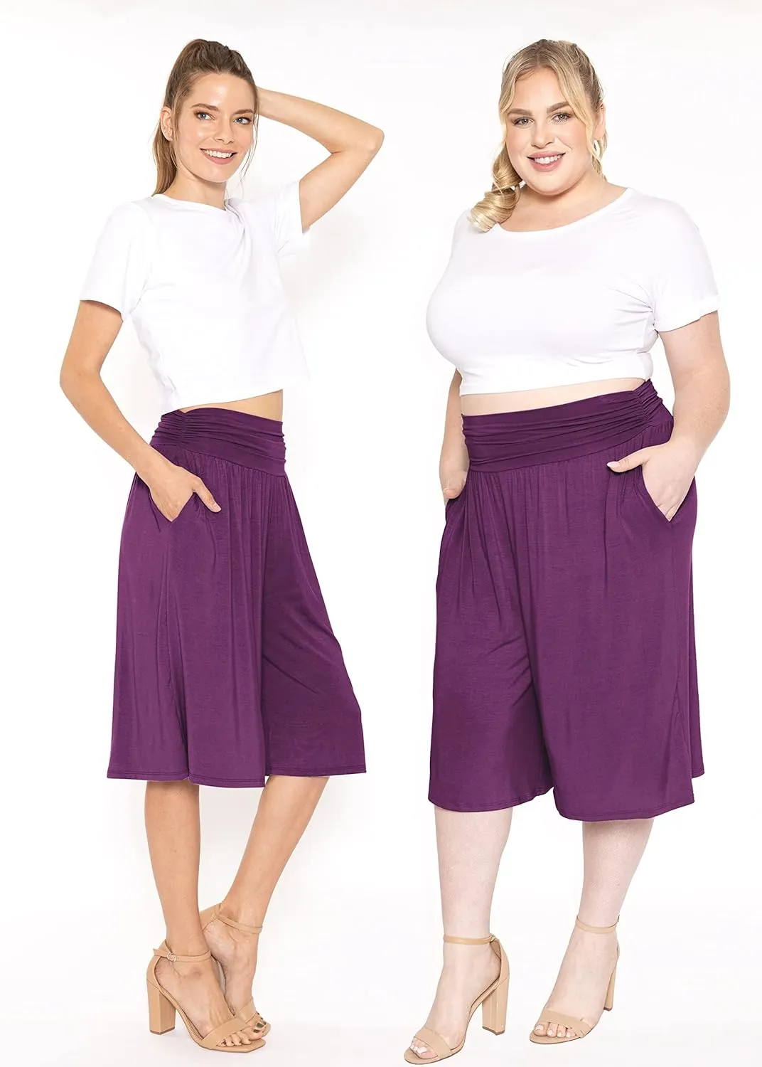 STRETCH IS COMFORT Women's Straight Leg and Flowy Gaucho Pants with Pockets | Small-5X