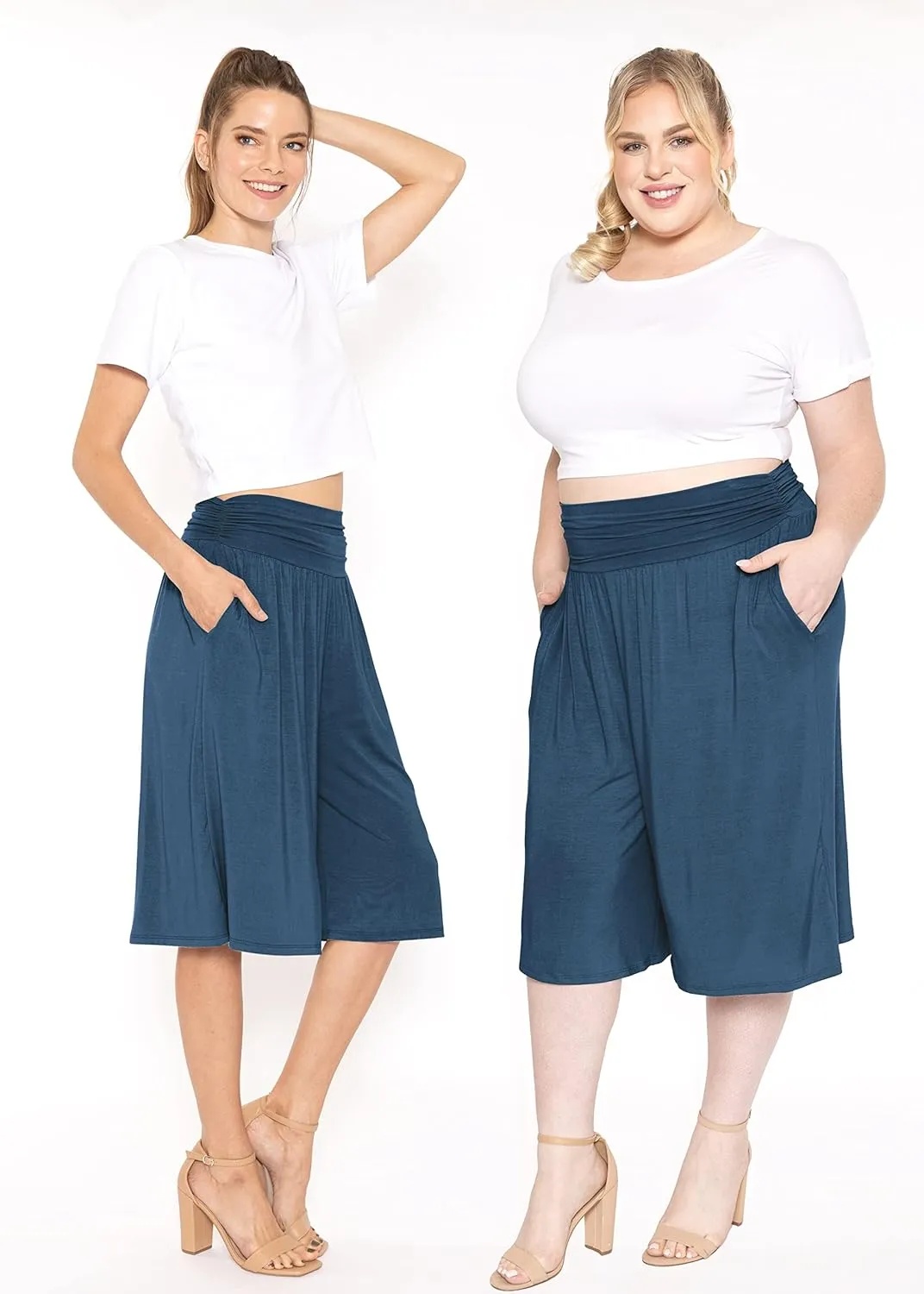 STRETCH IS COMFORT Women's Straight Leg and Flowy Gaucho Pants with Pockets | Small-5X