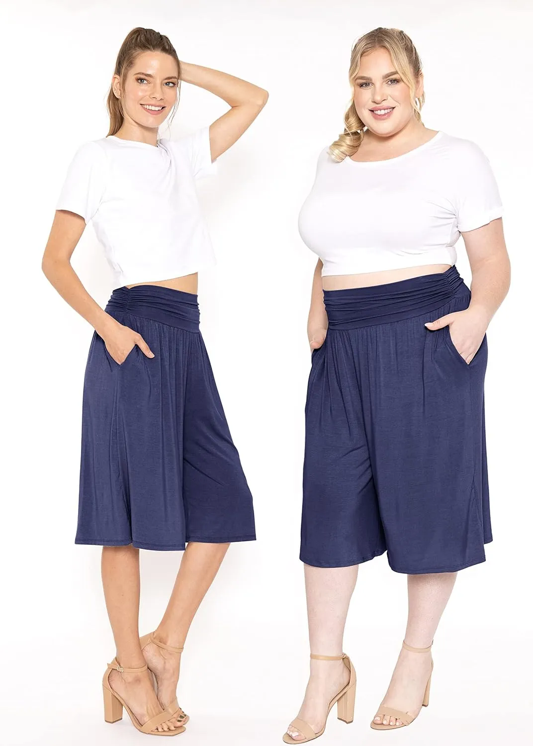 STRETCH IS COMFORT Women's Straight Leg and Flowy Gaucho Pants with Pockets | Small-5X