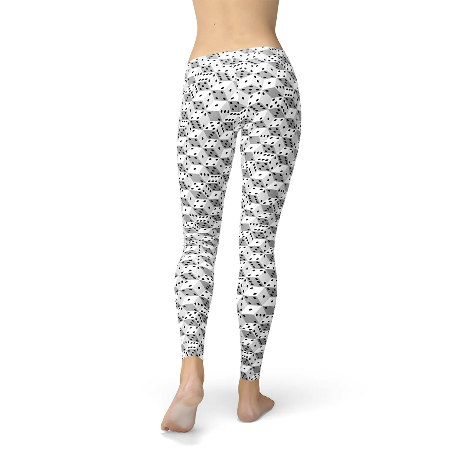 Stylish Monochrome Dice Print Leggings for Women