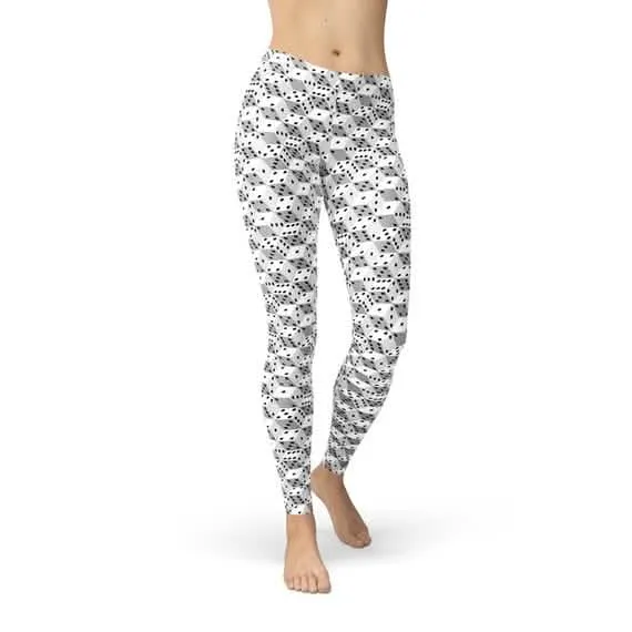 Stylish Monochrome Dice Print Leggings for Women