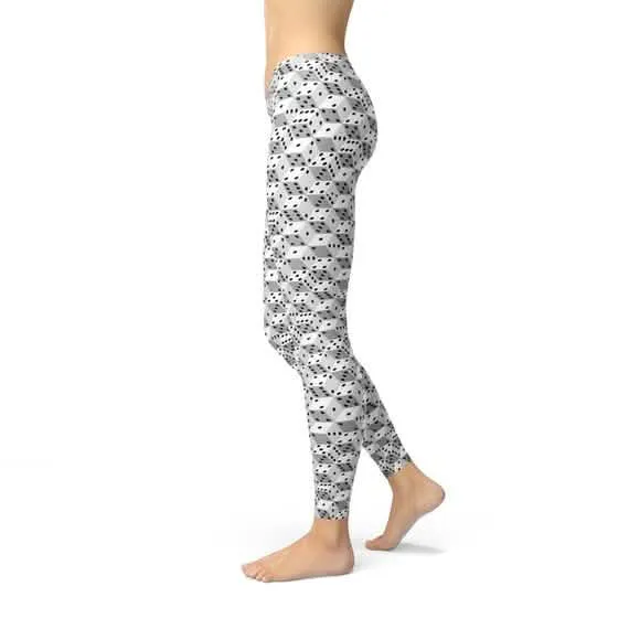 Stylish Monochrome Dice Print Leggings for Women