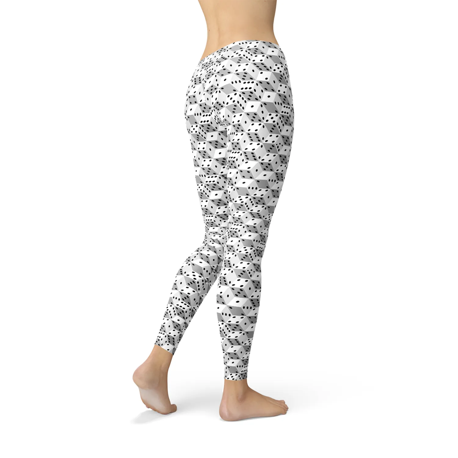 Stylish Monochrome Dice Print Leggings for Women