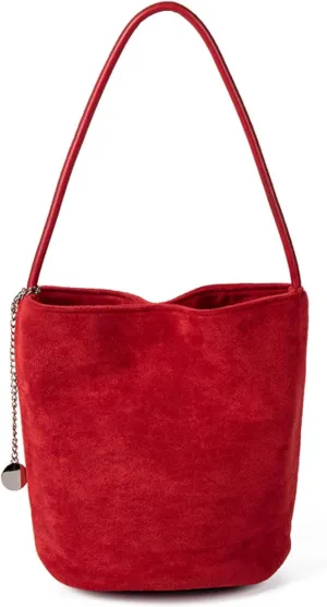 Suede Bag Brown Suede Bucket Bag Cherry Red Purse Small Shouder Purse Fall Aesthetics Purse Designer